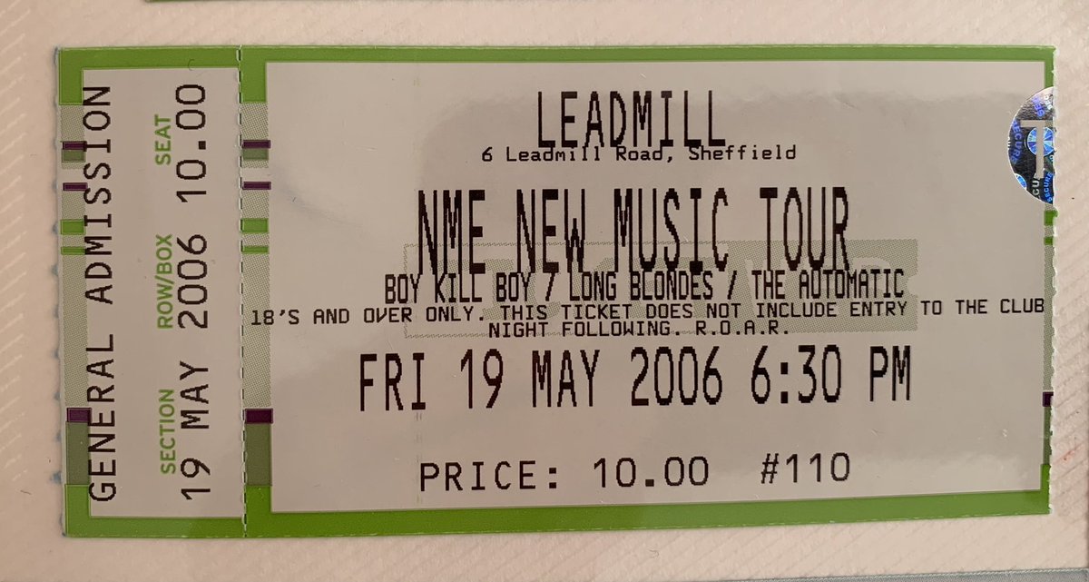 BadgeriniPotter's tweet image. Todays Leadmill ticket is an @NME NEW MUSIC YOUR show which included @BoyKillBoyUK , The Long Blondes &amp;amp; @theautomatic Who all played in May 2006.

Please help the @Leadmill by signing the petition below👇🏼

petition.parliament.uk/petitions/6142…

#WeCantLoseLeadmill @KateJacksonLBs #leadmill
