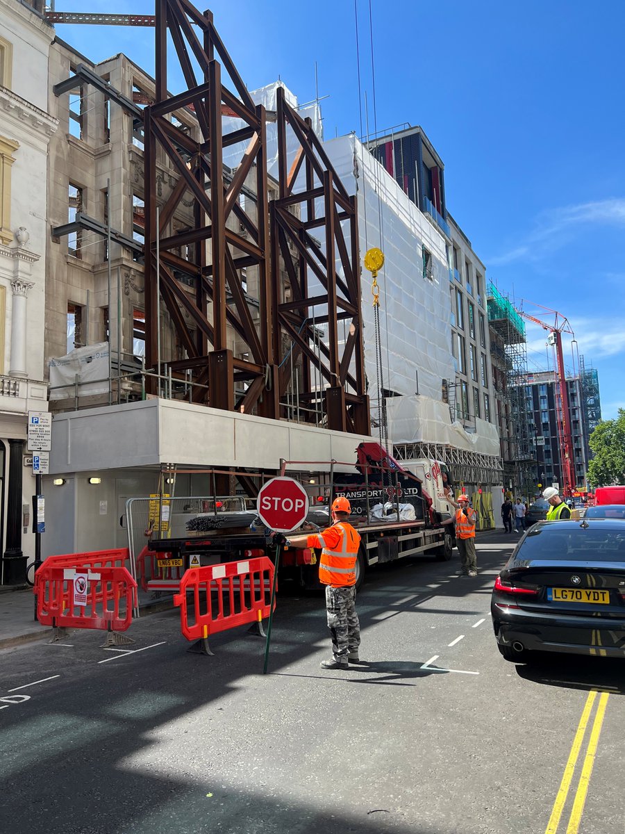 A great example of health and safety best practice at our Hanover Street site.  This complex commercial scheme in the heart of Mayfair requires the listed façade retained behind extensive structural supports.  Our team of traffic marshals ensure the highest level of public safety
