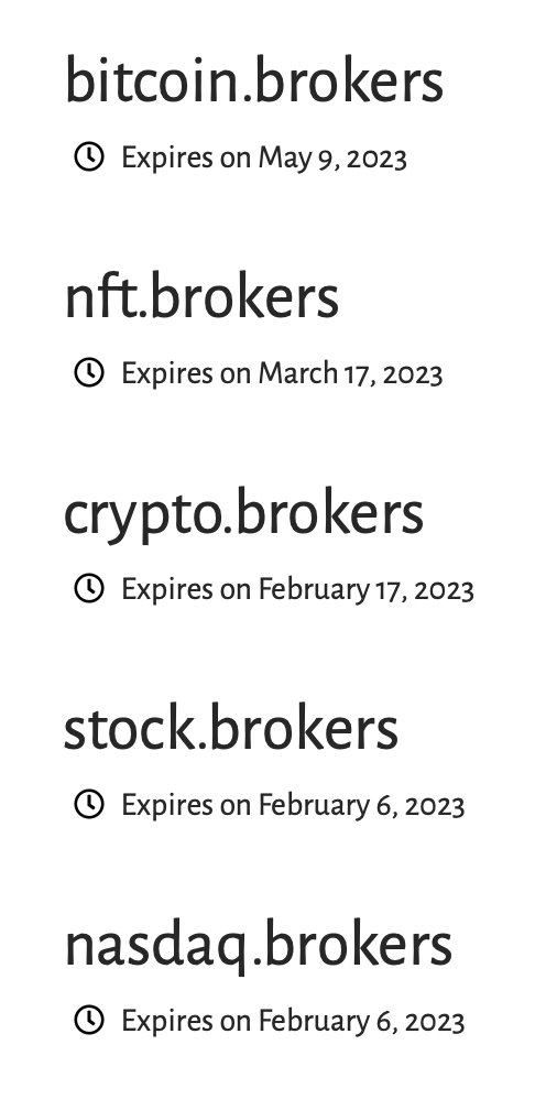 Web3Handshake's tweet image. Selling BITCOIN.BROKERS #HNS #dWeb3 #domain.