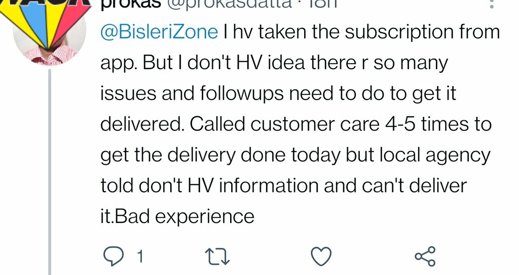 f9company's tweet photo. @BisleriZone How many are facing problems with #Bisleri water delivery services and with Bisleri Team who work at different hierarchy with different designations from #Hyderabad to #Mumbai but no one cares about prompt services without repeated reminders.  @jagograhakjago https://t.co/HZNsyWTTpL