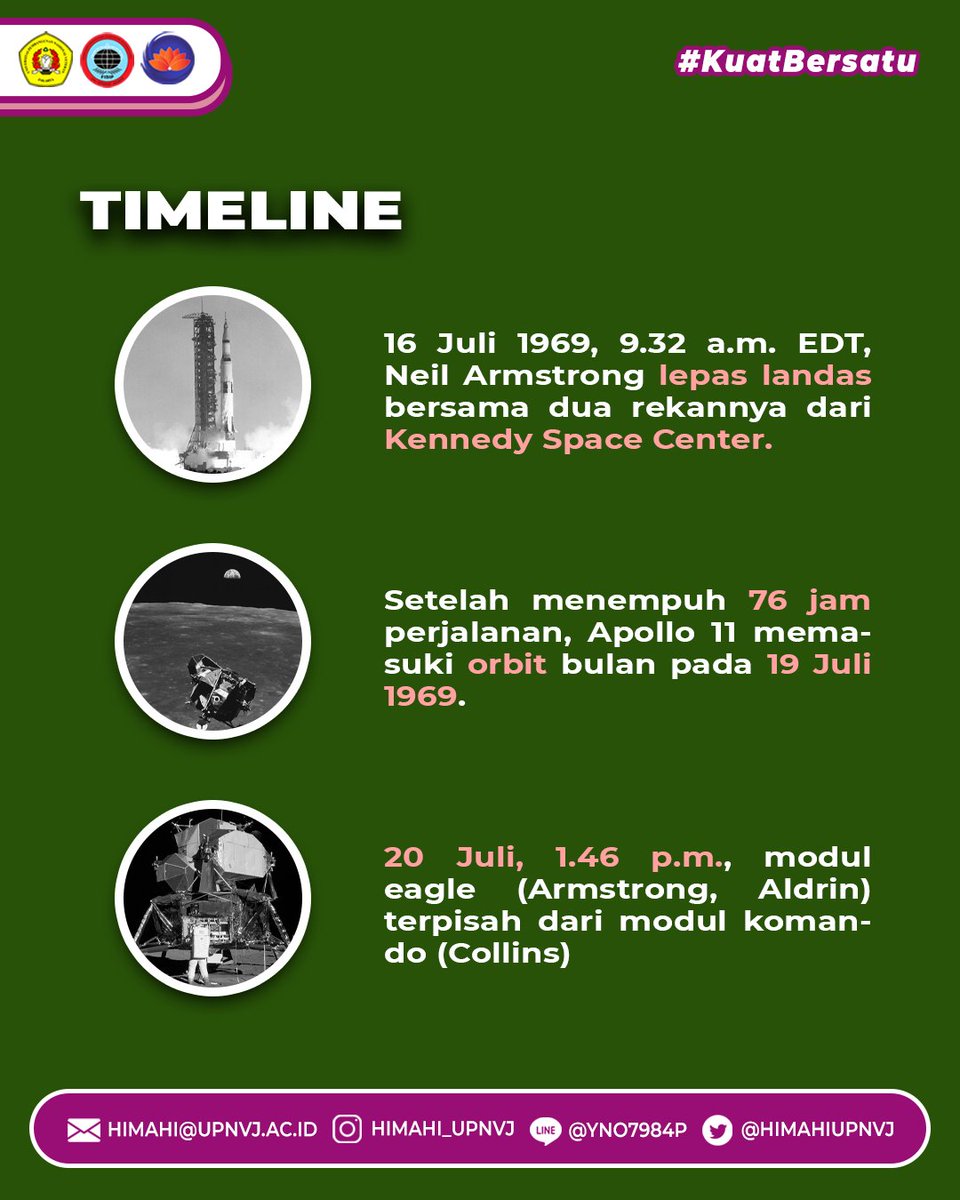 HIMAHIUPNVJ's tweet photo. [IR HISTORY: APOLLO 11: One Giant Leap for Mankind] 

Halo, IR Students!👋 

Apa yang ada di benak kalian ketika memasuki bulan Juli? Ternyata ada peristiwa penting dalam hubungan internasional yang terjadi pada bulan Juli, lho! 

#IRHISTORY
#KuatBersatu
#HIMAHIENDARU https://t.co/0Efkvpal6g