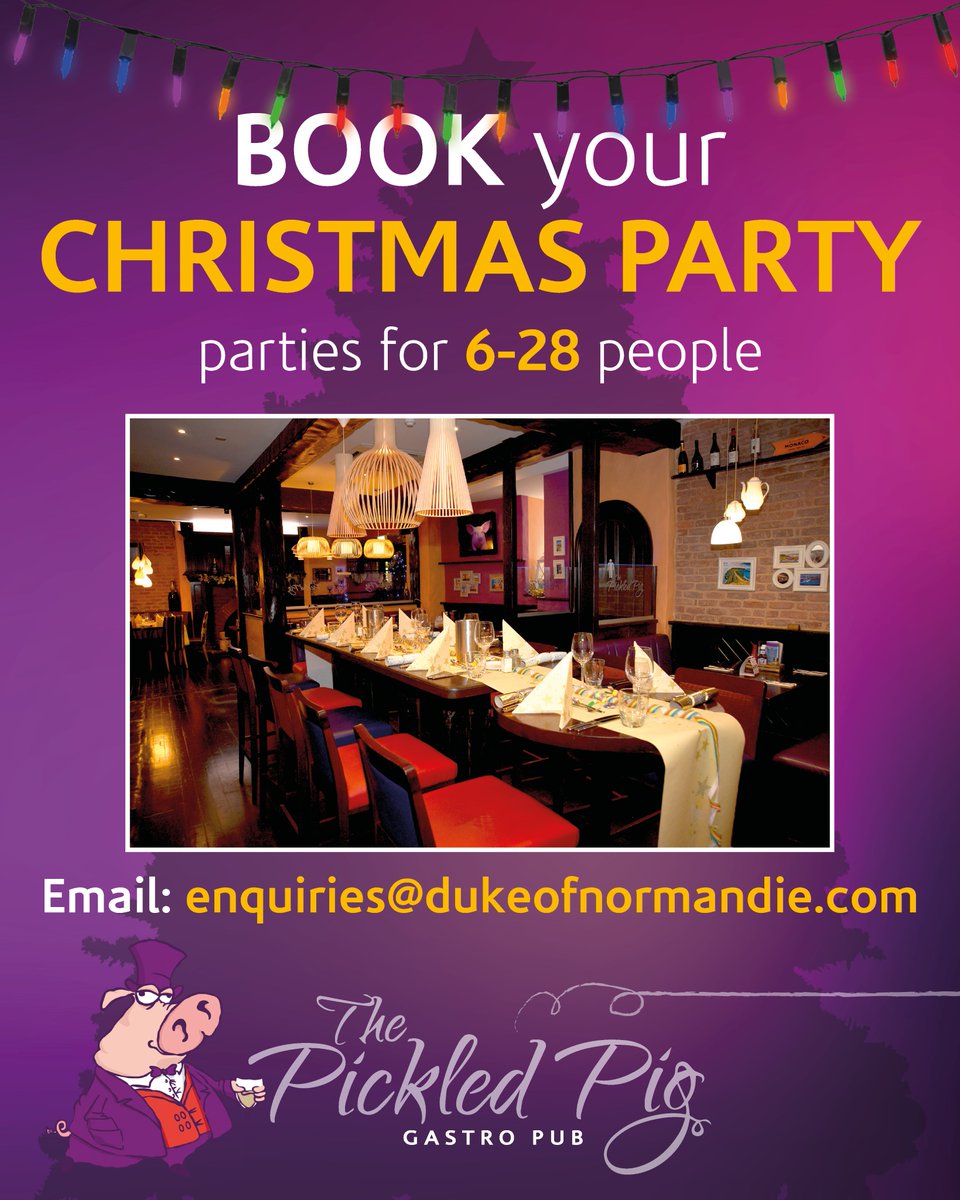 PickledPigGsy's tweet photo. Book your Christmas party today 🎄

Email enquiries@dukeofnormadie.com for more details https://t.co/EVrSTCjTNL