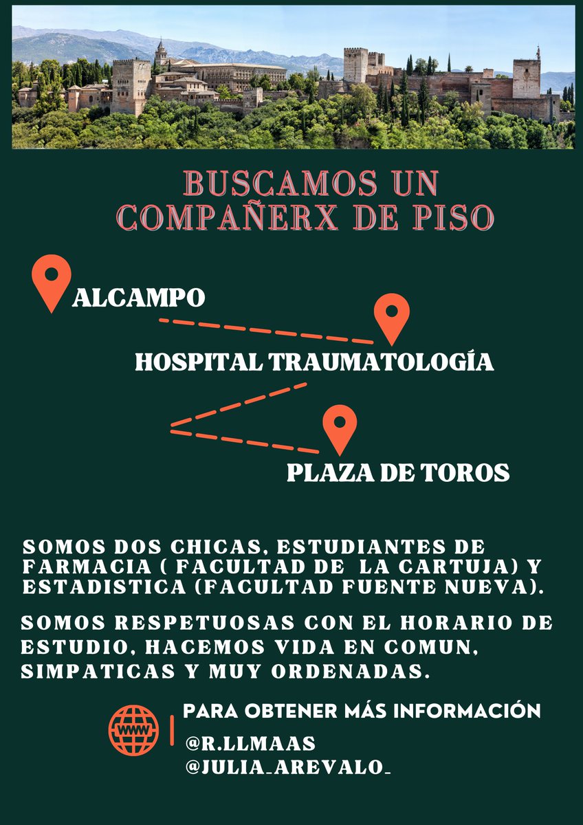 Se agradece difusión ✌🏽🏡➡️ #queydondeestudiar
#ugr #pisosugr