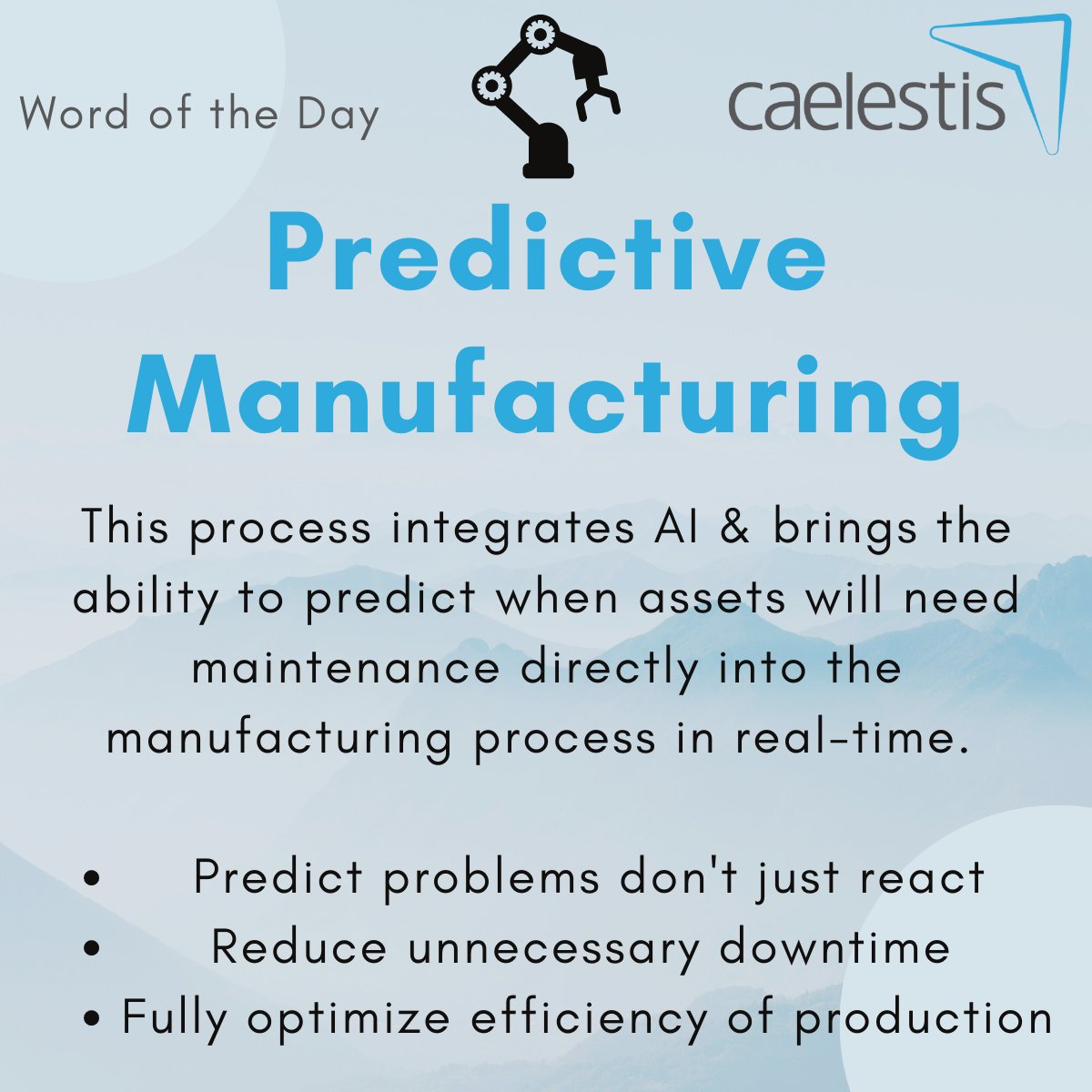 caelestisEU's tweet photo. Today's #WordOfTheDay: 
🖥️#PredictiveManufacturing 🏭

We can integrate #AI into manufacturing, enabling real-time predictions of, e.g., when assets will need #maintenance.

Find out more in this lil' explainer by @MicroAI_AI 

👉 https://t.co/5aRdJfrKbz https://t.co/hPQfxp8ms7