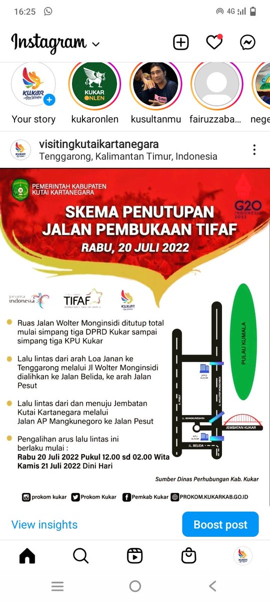 Skema penutupan jalan untuk Opening TIFAF 2022
#tifaf2022
#folklorefestival
#ayoketenggarong
#pesonakutaikartanegara