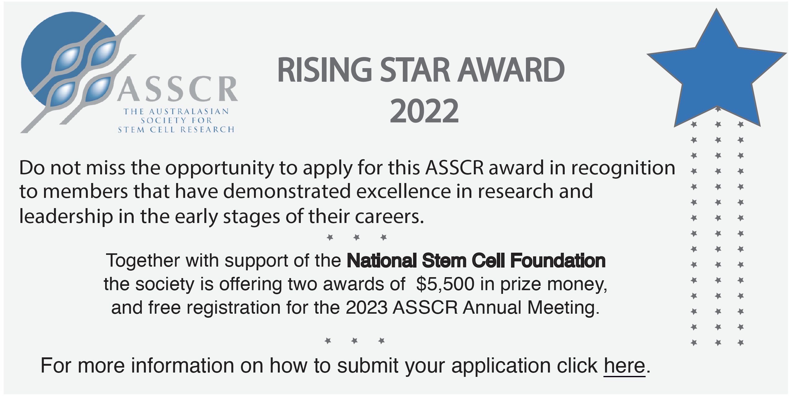 Apply for ASSCR Rising Star award until 31st August