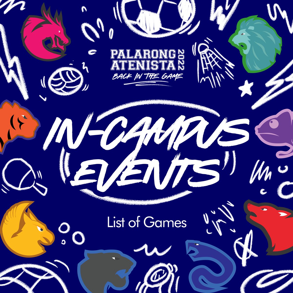 addusamahan's tweet photo. Ateneans, are you ready to get #BackInTheGame🏃🏻‍♂️🏃🏻‍♀️?

Prepare your loudest and proudest cheers as we finally reveal the thrilling lineup of online and face-to-face Palaro Games! ✨

#PalarongAtenista2022🏆 https://t.co/5PdLjO5vE3