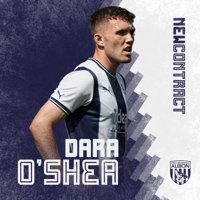 WBA's tweet photo. We are delighted to announce @dara_oshea_ has signed a new deal, keeping him at The Hawthorns until 2025. ✍️

Congratulations, Dara! 👊