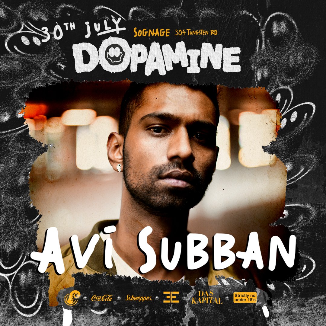 DOPAMINE welcomes <a href="/Avi_Subban_/">Avi Subban</a>

One of SA's most prolific purveyors of psyched-out House and Tech, w/ releases on Swoon, Katermukke, Underground Africa, Kalushi + more

He joins us for an exclusive WAREHOUSE set, flexing the full scope of his influences

— sognage.com/online-store/D…