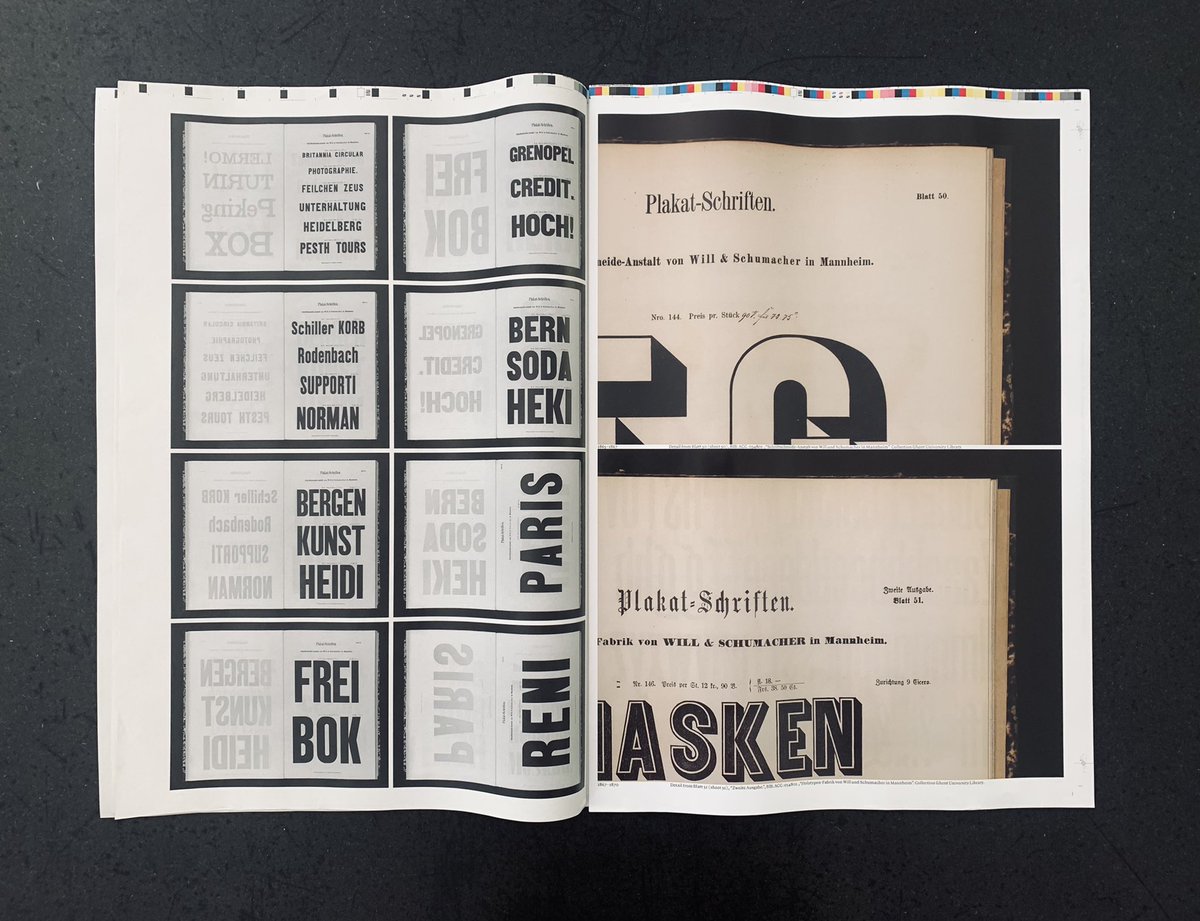 ANRT_type's tweet photo. In the mailbox today, another fantastic publication by Pierre Pané Farré @panefarre about Will and Schumacher, wood type manufacturer in Mannheim. 
An example of typographic research, remarkably conducted and beautifully designed. 
Bravo Pierre! https://t.co/oeVNCO63c8