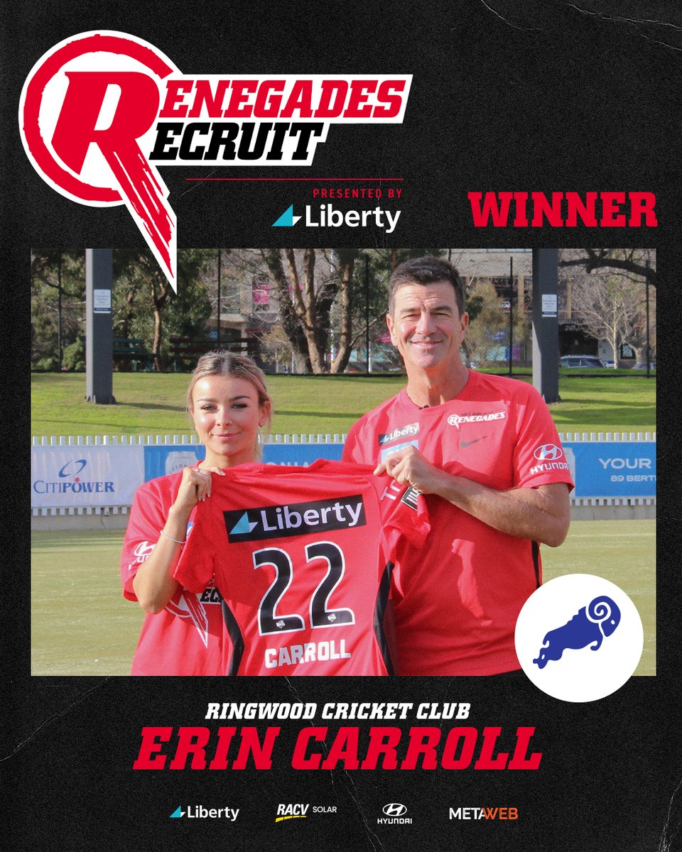 Congratulations to Erin Carroll from @RingwoodCC, our first female #RenegadesRecruit! Full story ➡️ rngd.es/3ISl3j8 #GETONRED