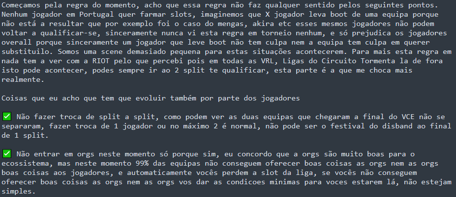 Minha opinião sobre a regra do #VCE / Jogadores