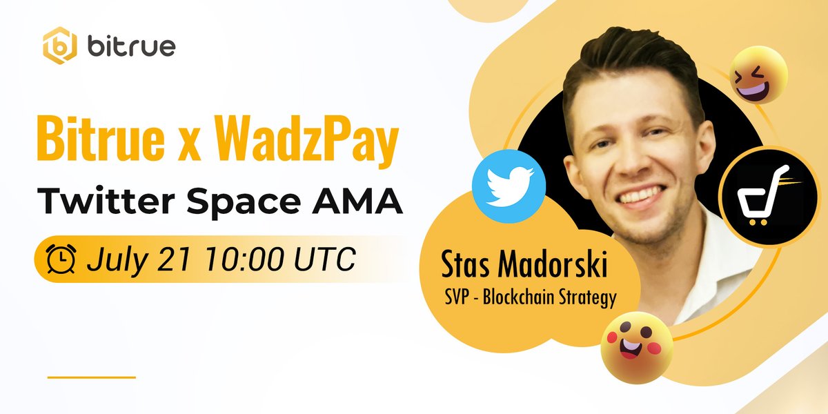 BitrueOfficial's tweet photo. 🔥We are thrilled to have Stas Madorski, the SVP - Blockchain Strategy at @WadzPay, joining us for a AMA at 10:00 UTC, 21th July 2022

👀Alongside Agnes, Marketing Director at Bitrue, dive into how they enable fast, scalable solutions for organizations!

🎯https://t.co/R6ZEChPqFk https://t.co/KI0MUfD0xA