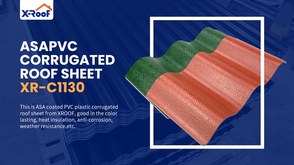 XROOF_MATERIAL's tweet image. This is ASA coated PVC plastic corrugated roof sheet from XROOF, good in the color lasting, heat insulation, anti-corrosion, weather resistance.etc.
xfroof.com 
#pvcrooftile #xroof #corrugatedroof