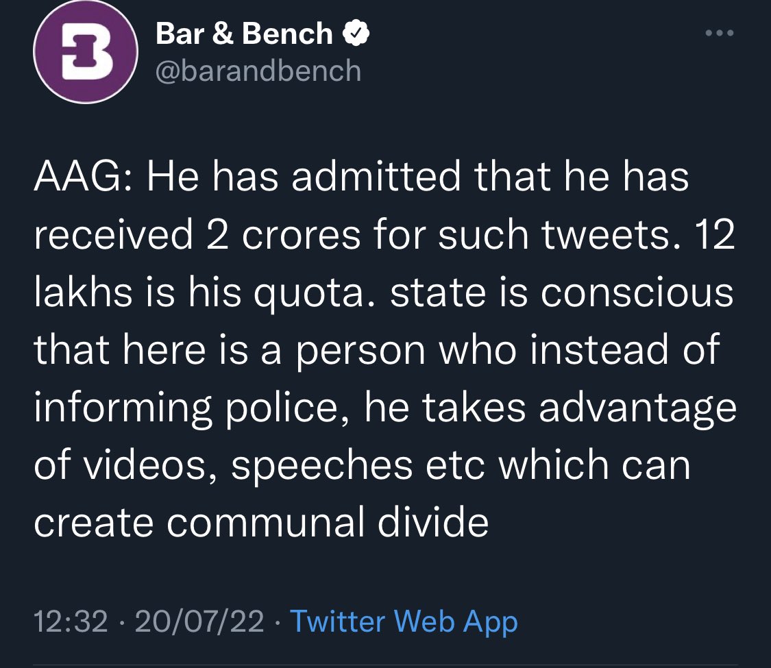 emkerti_'s tweet photo. #Zubair had already confessed that he took the money to create communal tension.
Despite this, the #SupremeCourt grants him bail in all FIRs filed in UP. https://t.co/zgTXGTjmjD