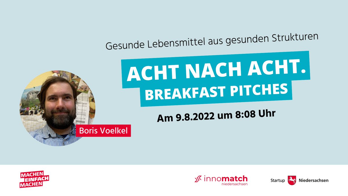 Schnappt euch einen Kaffee! ☕️

Am 9.8.2022 um 8:08 Uhr sprechen wir mit Boris Voelkel, Einkaufsleiter &amp; Co-Geschäftsführer der Voelkel GmbH, über Tipps und Tricks wie Startups &amp; Food-Unternehmen in Krisenzeiten resilienter werden. 

Seid dabei! Anmeldung👉bit.ly/3cvxaGR