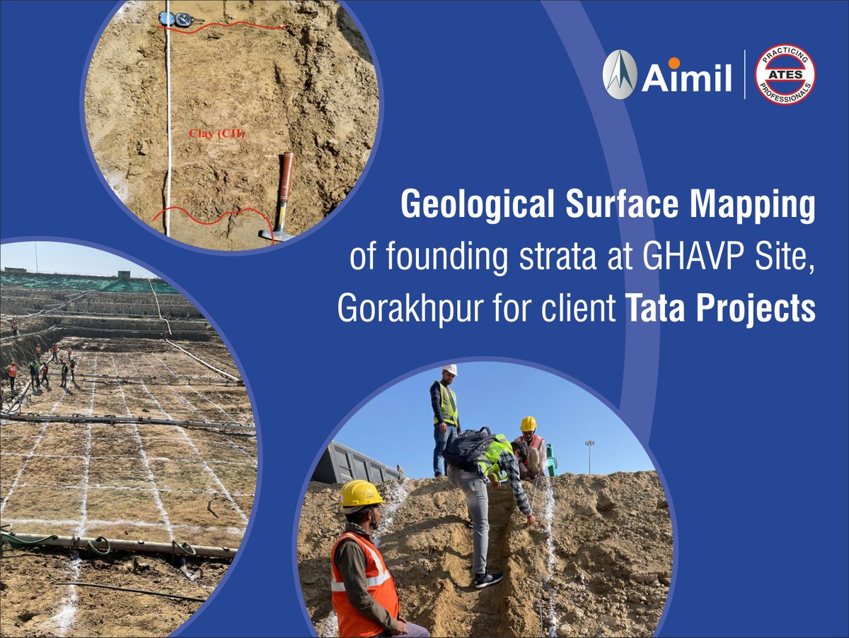 AimilLtd's tweet photo. #ATES_News
We are pleased to inform you that, few days ago our Aimil consultancy wing visited for Geological Surface Mapping of Founding Strata at GHAVP Site, Gorakhpur for Client Tata Projects.
#Aimilltd #Aimil #GeologicalMapping #StrataSite #GHAVP #Gorakhpur #TataProject https://t.co/fnPPMaUCFK