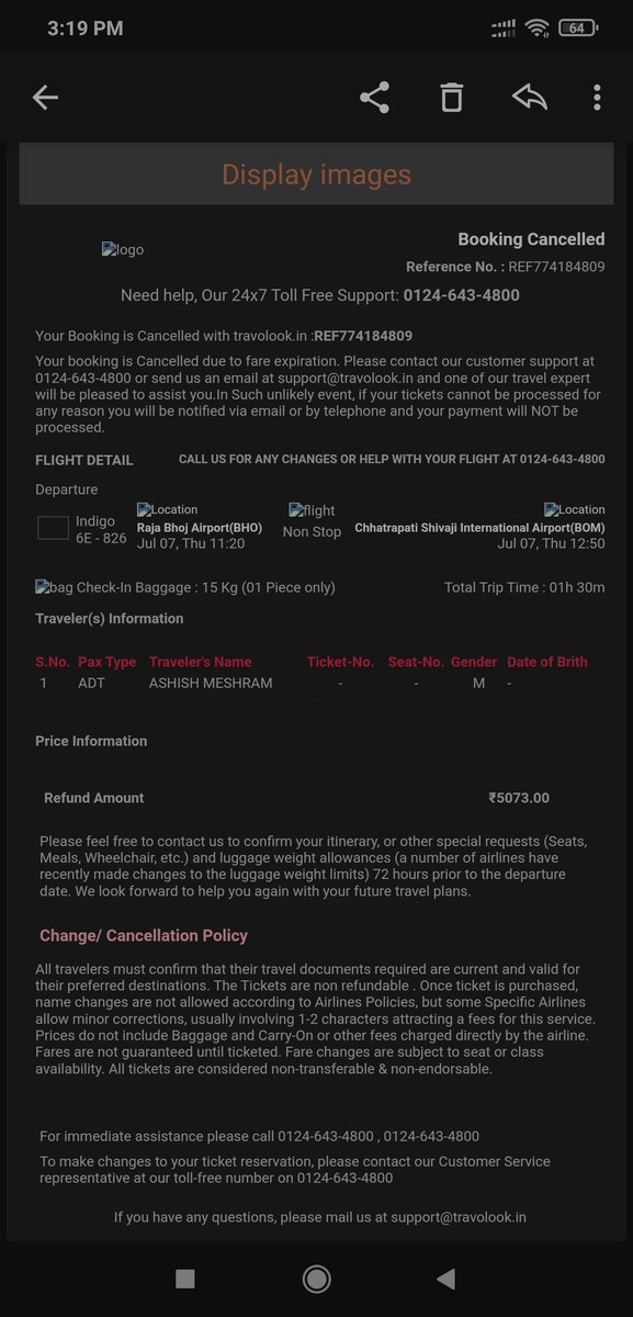 im_ashi06's tweet photo. Dear @travolook team,
My flight booking was cancelled on 06-07-22 and Every time your executive told me that 7-10 day's refund amount will credit your account but still i didn't get my refund back.
I already sent my account details to you.pls transfer my money ASAP. https://t.co/c8TFSzJQp2