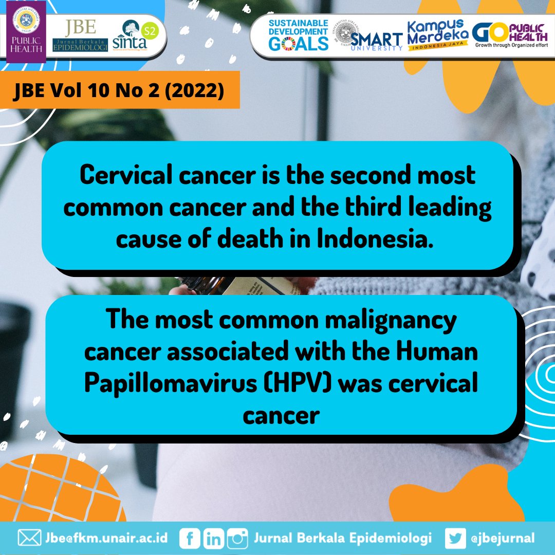 JbeJurnal's tweet photo. We present the paper by Zubaidah, Rico Januar Sitorus, Rostika Flora, Kraichat Tantrakarnapa on "THE THREE-YEAR SURVIVAL RATE OF CERVICAL CANCER PATIENTS AT REFERRAL HOSPITAL IN SOUTHERN SUMATRA, INDONESIA" which can be accessed in https://t.co/RmwCRWMyiV
#vol10_2
#ejournal_UNAIR https://t.co/UMLYDJGMOd
