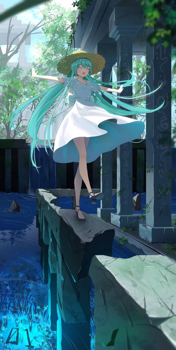 初音ミク「初音ミク(遺跡ver)  (25日目)#100日チャレンジ #初音ミク 」|ひづるめ。のイラスト