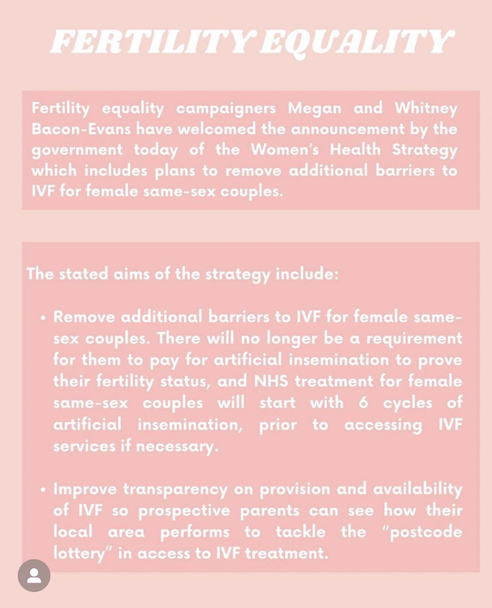 isthatadrienne's tweet photo. British w/w couples this is BIG. @WhatWeganDid have done something remarkable that will hugely impact our community. A potentially life-changing moment for queer women wanting to be parents. Let’s celebrate the wins. #fertilityequality #IVF https://t.co/ZTD3RpOoZ6