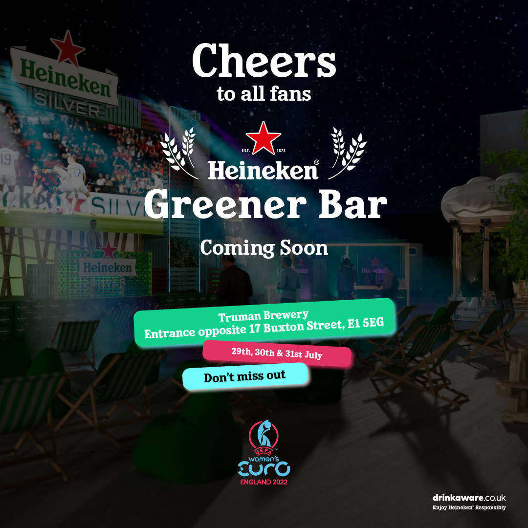 Come and join us at Heineken’s Greener Bar for the final weekend of the WEUROS2022! See you there! #CheerstoAllFans #12thwomen