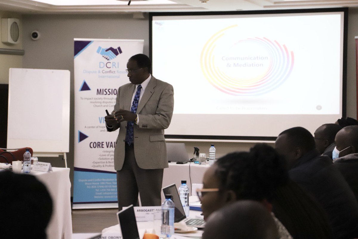 FKEKenya's tweet photo. ‘Without communication, disputes cannot be resolved’ - @FKEKenya
Team is being trained on the Role of #Communication in #Mediation and the impact it has on the negotiation process during a @DCRIKenya workshop at Fairview Hotel, Nairobi.
#Mediation 
#Buildingcapacity https://t.co/scY1YQbTGE