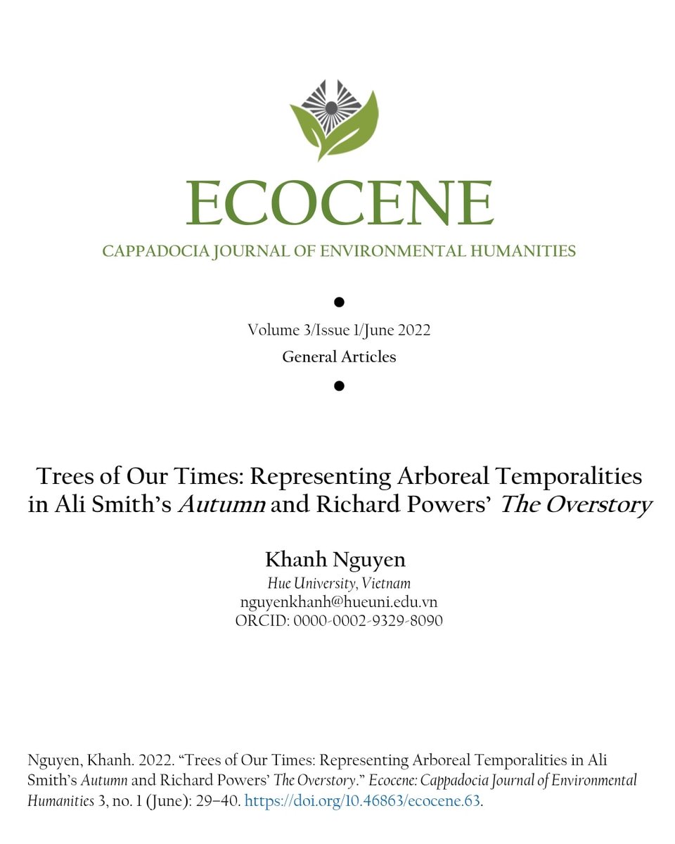 Khanh Nguyen examines the nature of tree time and how it is represented in Ali Smith’s Autumn (2016) and Richard Powers’ The Overstory (2018) and argues that trees’ relationship to time is different from #humans’ and...