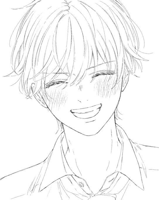 🌟実はどっちの笑い方にするか迷った線画 