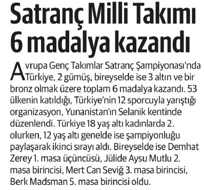 2022 Avrupa Genç Takımlar Satranç Şampiyonası'ndan 6 madalya ile dönen Milli sporcularımızın başarısı basın tarafından yoğun ilgi gördü.📰 👏 <a href="/kasapoglu/">Dr. Mehmet Kasapoğlu</a> <a href="/gencliksporbak/">Gençlik ve Spor Bakanlığı 🇹🇷</a> <a href="/GlkzTulay/">Gülkız TULAY</a>