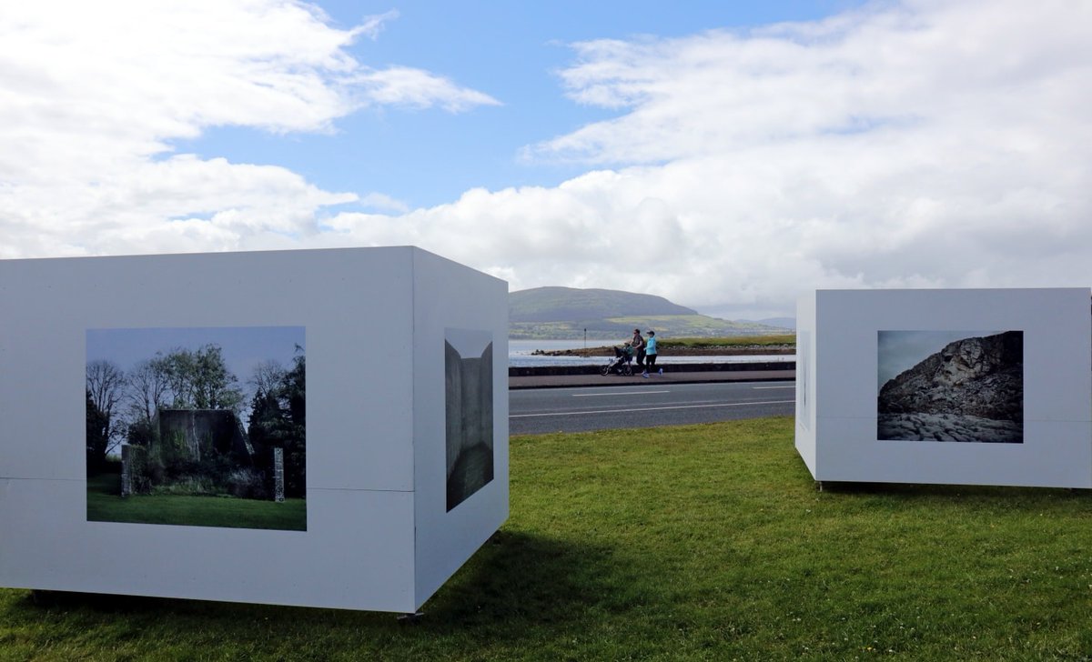 SligoLEADER's tweet photo. Display structures funded by LEADER
If you're in Sligo this month near scenic Rosses Point, you might see something unusual as you make your way along the village green. Transcendent Documents, funded by @creativeirl 
 is @cairdefestival first large-scale outdoor photo exhibit. https://t.co/5xDx7ye69p