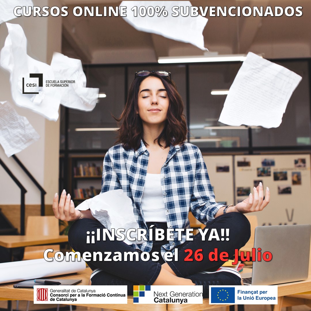 📣 ¡Últimas cursos #subvencionados el 26 de Julio! 

Para personas trabajadoras en toda España y desempleadas en Cataluña. 

 ▶️ #Mindfulness (30 h): cesi-iberia.com/cursos/mindful…   

 ▶️ Herramientas #Google (30 h): cesi-iberia.com/cursos/herrami…
 
 #FonsUECat #FonsREACT-EU <a href="/fpo_continua/">Formació contínua</a>