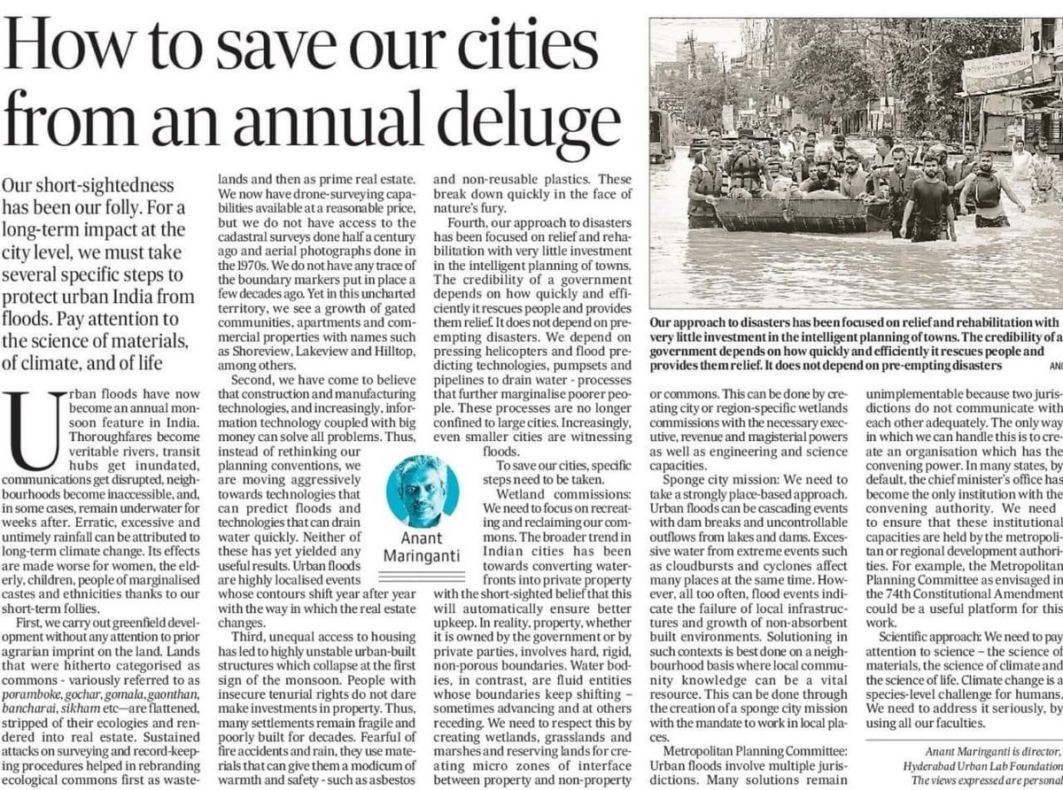 It is the same old story every year, in every city. Parts of the city get submerged if there is slightly heavier than normal rainfall. @amaringanti looks at the reasons why, and suggests how we could do better.
(not that anyone in a position of power seems to be listening)