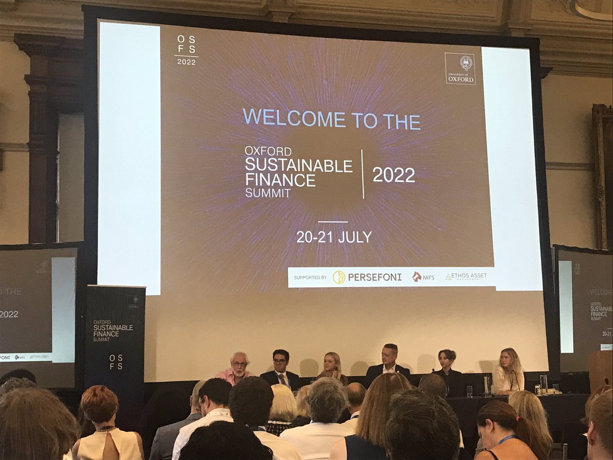 comclimatelaw's tweet image. Opening panel at #OSFS2022 @UniofOxford #smithschooloxford with @rgeccles @desireefixler @TimJMohin @Francishistor and Carlos Santos, Ethos Asset Management.