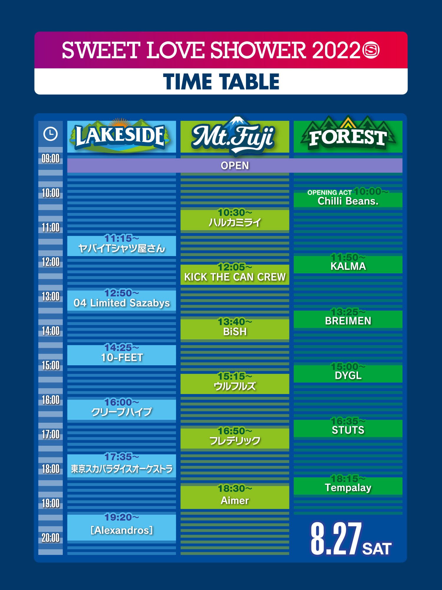 SWEET LOVE SHOWER 2023 on Twitter "SWEET LOVE SHOWER 2022 タイムテーブル発表