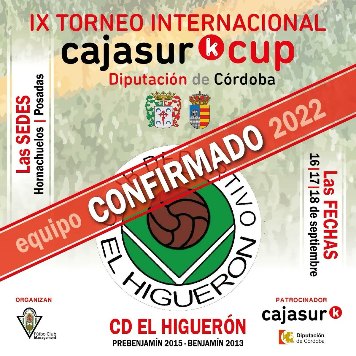 💥 Cajasur Cup 💥Seguimos presentando!
⚽Desde el Este de Andalucía confirma la Presencia en la IX edición de la #Cajasurcup el equipo celeste del @polielejido!
⚽Otra Representación Cordobesa para el torneo, en esta ocasión será el <a href="/c/">c</a>.d._el_higueron el que confirma su presencia!