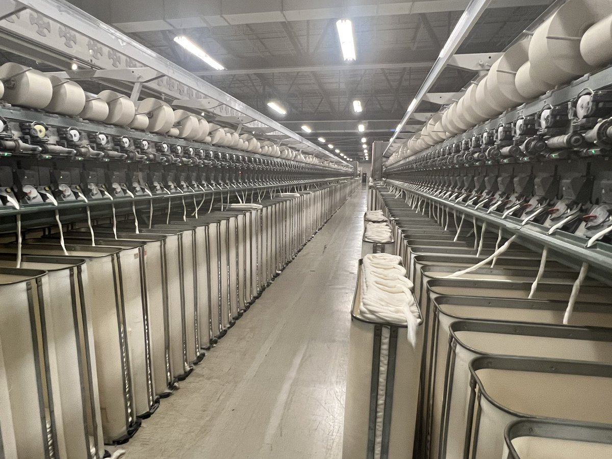 cornellwillow's tweet image. Thanks very much to Devin O’Conner of Parkdale Mills for giving us a tour of their awesome cotton spinning mill in Gaffney, SC. Incredible automation and efficiency. This is where hemp fiber needs to go someday (soon).