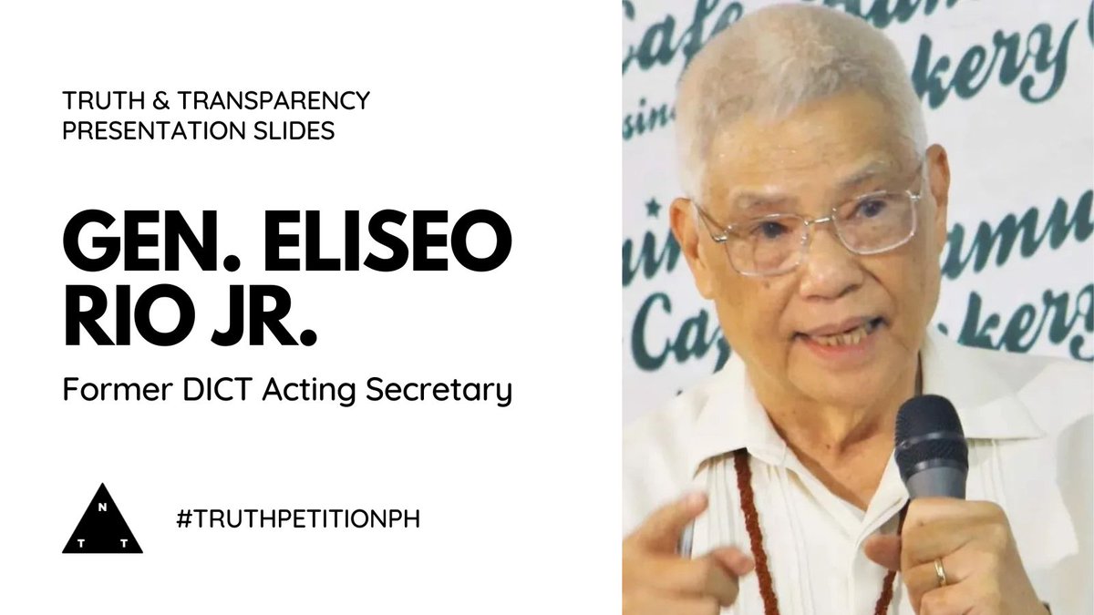 TruthPetitionPH's tweet photo. [Lecture] For #TruthPetitionPH supporters, here is Gen. Eliseo Rio, Jr.'s presentation of his findings on the May 2022 elections. https://t.co/4E7qk6qGQY