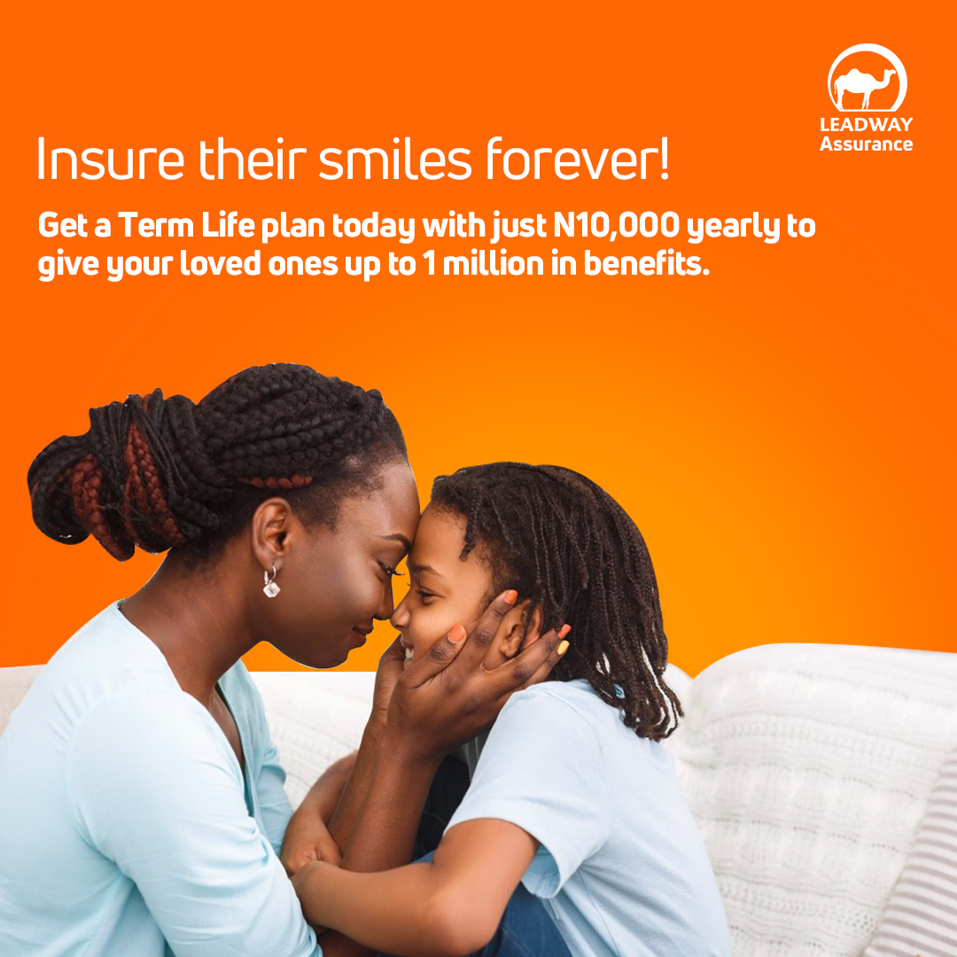 LeadwayInsure's tweet photo. Don’t let the smiles of your loved ones go away even when life happens. Get a Term Life plan with just 10k yearly to give them up to 1 million in benefits.
Visit https://t.co/8tpPl1Q4yZ or shoot us a DM now to get started.
#LeadwayAssurance #TermLifePlan #LifeInsurance https://t.co/shaelNqZbl