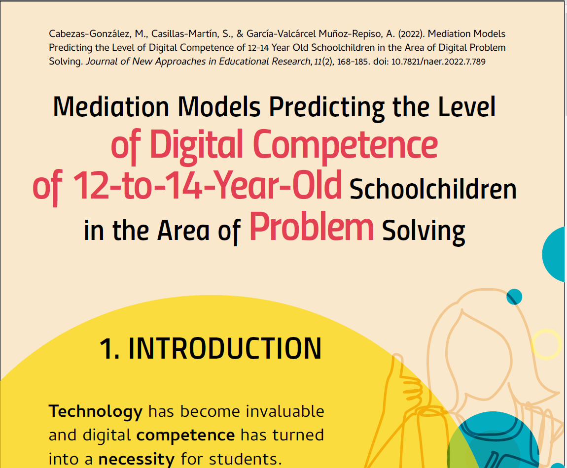 NAERJournal's tweet photo. NEW #MediationModels Predicting the Level of #DigComp 12-14 Year Old #Schoolchildren in Area of #DigitalProblemSolving
By @mcabezasgo, Sonia Casillas-Martín, @anagvmr @usal
https://t.co/X5Ou27B8yx
Cc @EduDig_USAL @educaINTEF @EU_ScienceHub @HorizonEU @mjrconde @escuela21org https://t.co/7w32TKKY3e