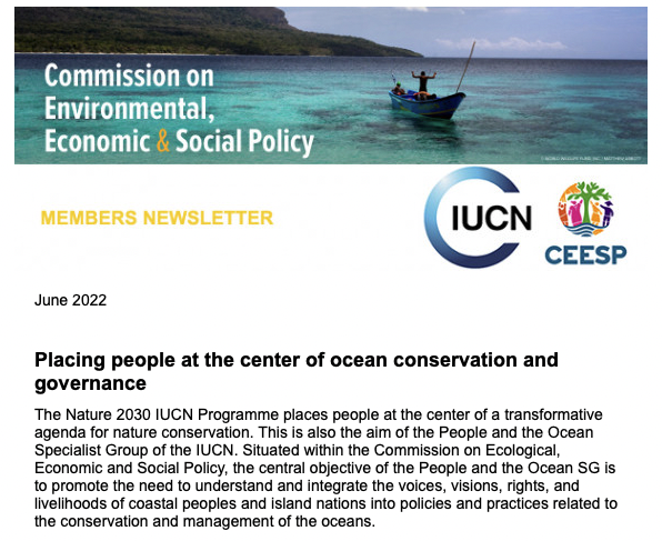 ICYMI, the most recent <a href="/IUCN_CEESP/">IUCN CEESP</a> Newsletter focuses on issues related to "People and the Ocean"

with stories on #MPAs, #blueeconomy, #smallscalefisheries, #oceanequity, #oceangovernance

<a href="/IucnOcean/">IUCN Ocean Team</a> <a href="/IUCN/">IUCN</a> <a href="/IUCN_PA/">IUCN Protected and Conserved Areas</a> <a href="/IUCN_GovRights/">IUCN_GovRights</a> 

civicrm.iucn.org/civicrm/mailin…