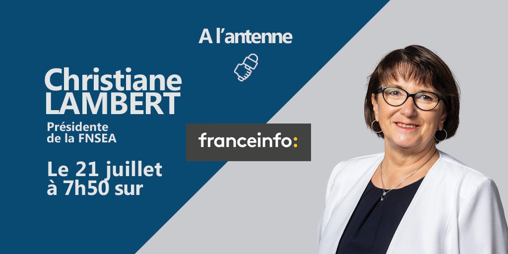 🔴🎙️ @ChLambert_FNSEA sera demain sur <a href="/franceinfo/">franceinfo</a> ! Elle évoquera la #sécheresse et les conséquences de la guerre en Ukraine.
Ne manquez pas son intervention à 7h50 👇
francetvinfo.fr/en-direct/tv.h…
