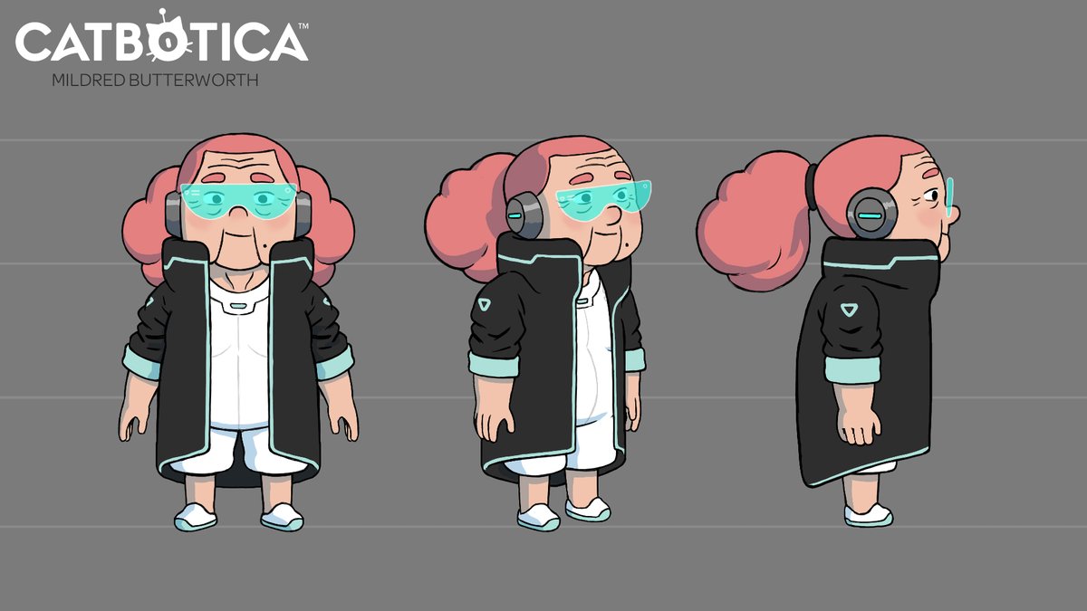 Model sheet for one of the main Catbotica characters. Dr. Mildred Butterworth is actually the inventor of the Catbots!

#character #characterdesign #characterart #modelsheet #art #animation #animationart #catbotica #catbot