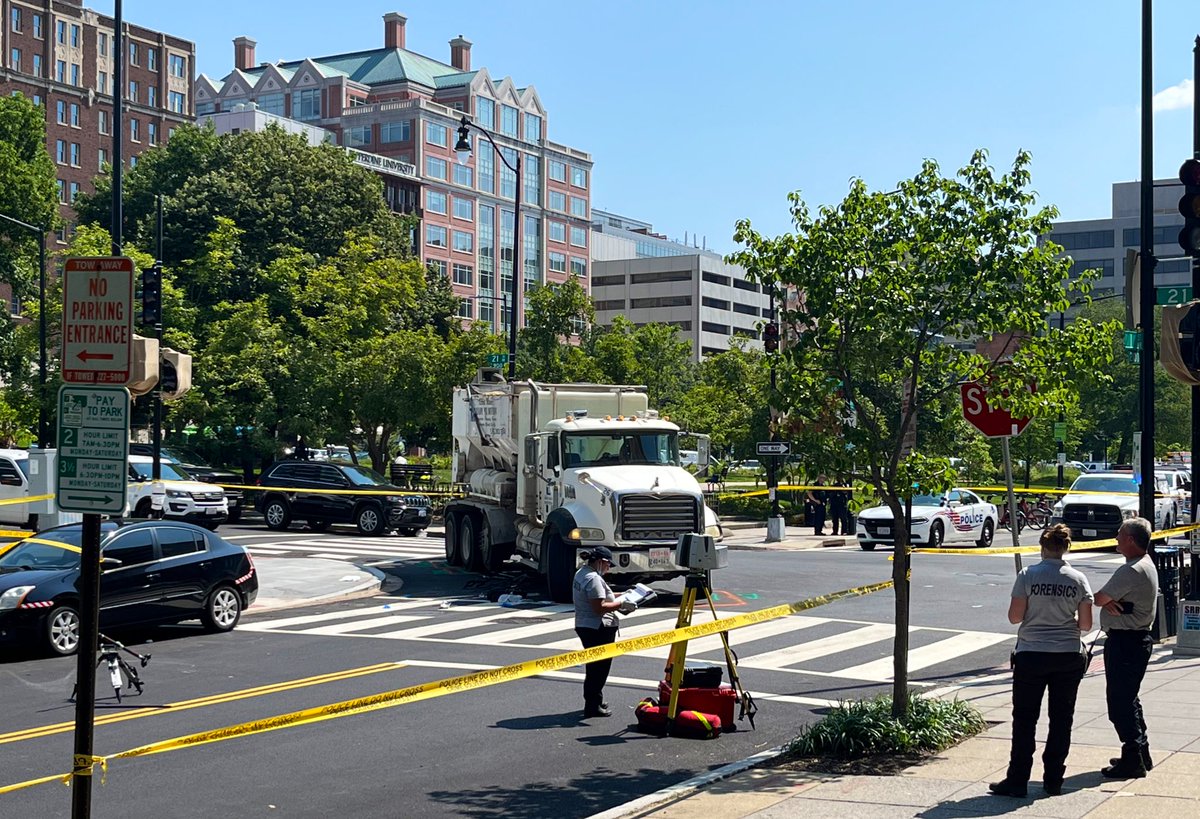 A reminder, yet again, that #bikeDC riders risk our lives every time we take to the street.

Greeted by a mangled bike under a cement truck wheel at 21st and I NW this AM arriving on campus.

Came back later to see forensics on site. Really hoping for reporting and justice.