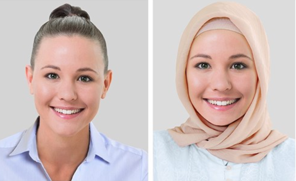 Strong evidence of employer discrimination against veiled Muslim women in 🇳🇱: 🔹almost 70% of job applications that included a photograph such as the one on the left received a positive callback 🔹only 35% if a photograph was included such as the one on the right 🧵 1/