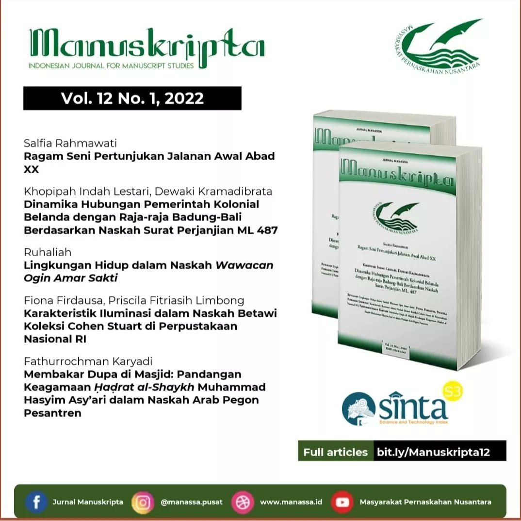 Alhamdulillah, artikel dimuat Jurnal 𝘔𝘢𝘯𝘶𝘴𝘬𝘳𝘪𝘱𝘵𝘢, Manassa.

Membakar Dupa di Masjid: Pandangan Keagamaan Ḥaḍrat al-Shaykh Muhammad Hasyim Asy’ari dalam Naskah Arab Pegon Pesantren

Selamat membaca, ditunggu masukannya: doi.org/10.33656/manus… 

Terima kasih ☕