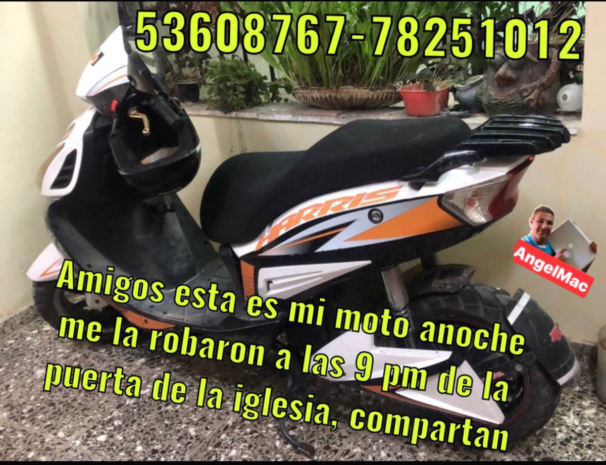 RaiLabMac's tweet photo. Un off topic, por favor ayuden a difundir esto a ver si dan con la moto y el ladrón . Es de un gran amigo y padre de familia humilde
🔁
@__KOPEK__ 
@CubaGeek 
@josuancu 
@ErnestoGuerra21 
@DavidSiloetano 
@ErichGarciaCruz https://t.co/6w9HhcRnd4