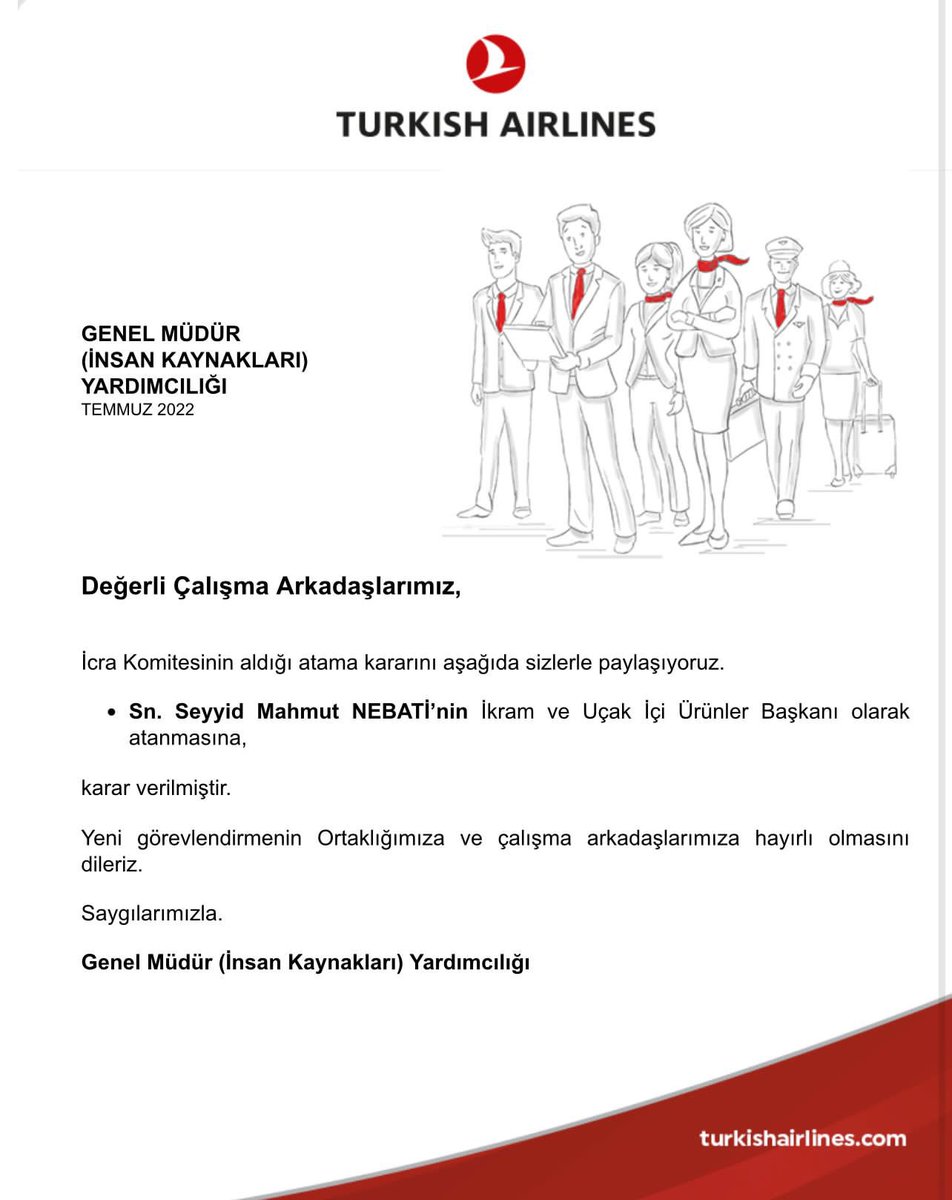 alikdk's tweet photo. Maliye Bakanı Nureddin Nebati’nin yeğeni Seyyid Mahmut Nebati, Türk Hava Yolları (THY) İkram Başkanı oldu. https://t.co/ej87h0zezy