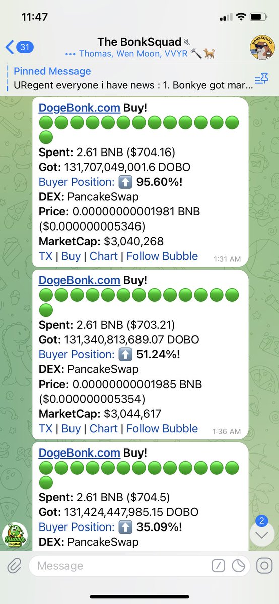 THE BOT THAT BUYS IS BACK #btc #poompa #bnb #dobo