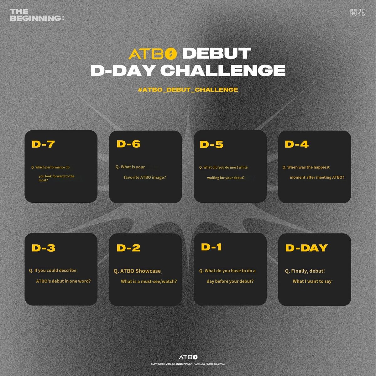 <a href="/ATBO_ground/">ATBO</a> ATBO DEBUT
D-DAY CHALLENGE ➰

8 Dyas with the members
Please join the challenge 🗨

#ATBO #에이티비오
#ATBO_DEBUT_CHALLENGE 
#ATBOCHARTS #ATBO_CHARTS